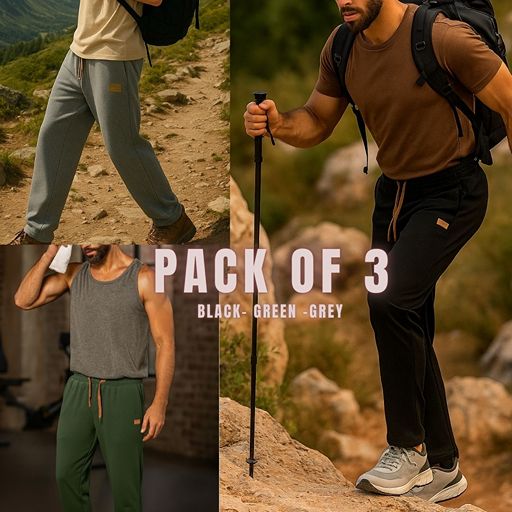 AirFit™ 3-in-1 Water & Stain Proof | Active Pants - (Pack of 3 Green, Black, Grey)