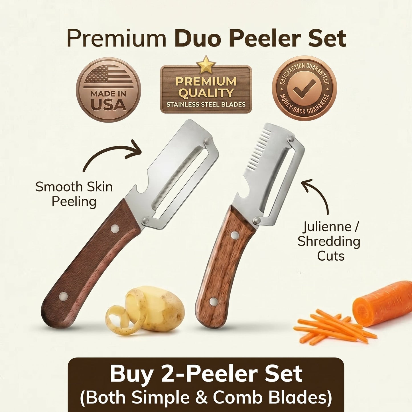 3 in 1 Multifunctional Vegetable Peeler( Pack of 2 )