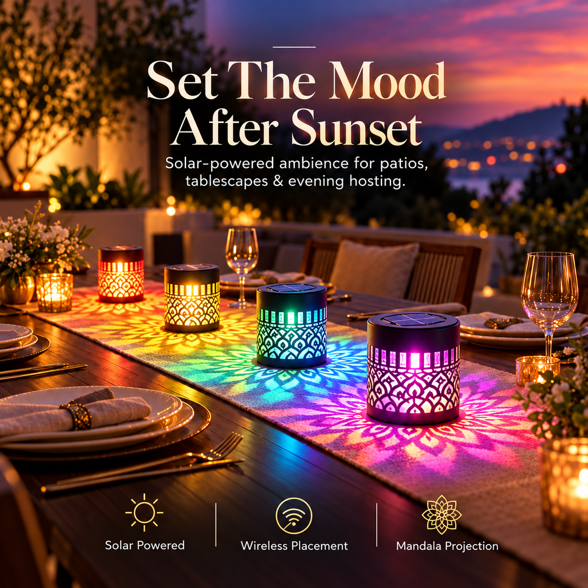 LED Mandala Ambient Solar Fence Light  (Pack of 4 )