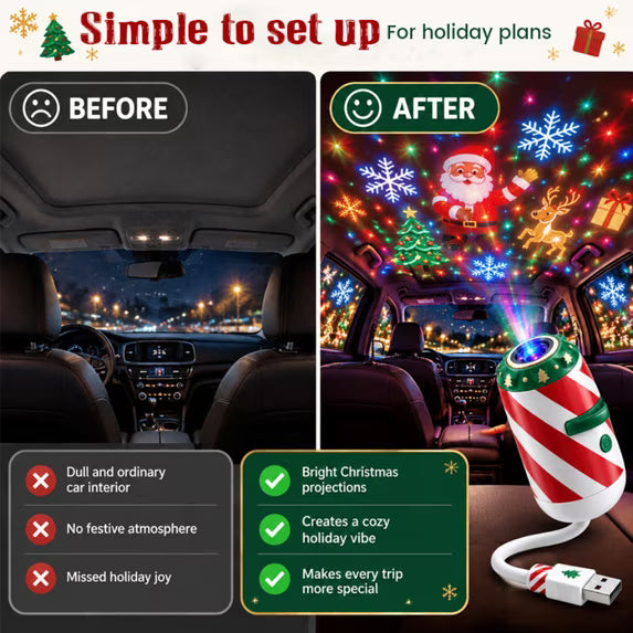 5-in-1 USB Car Projector Lamp