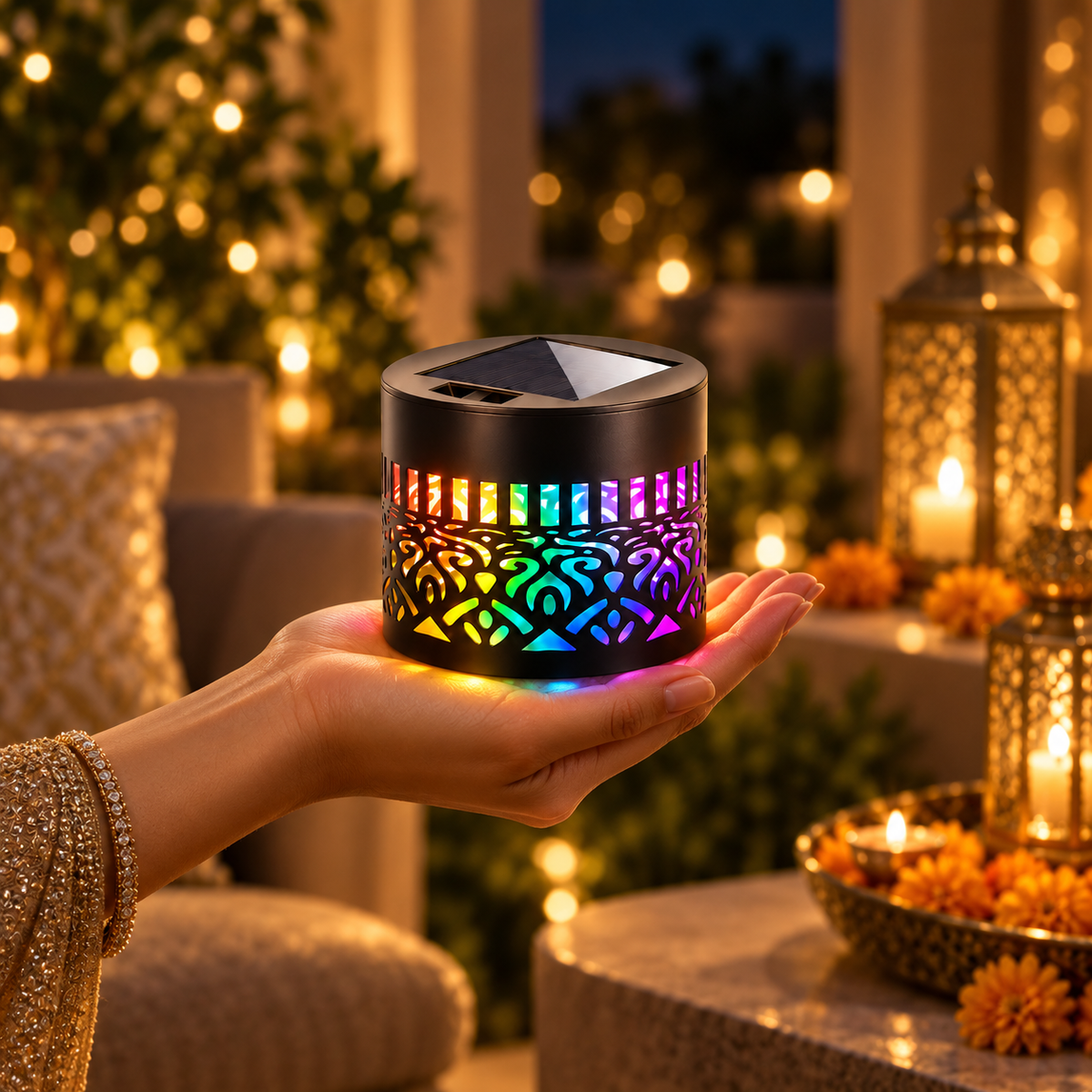 LED Mandala Ambient Solar Fence Light  (Pack of 4 )