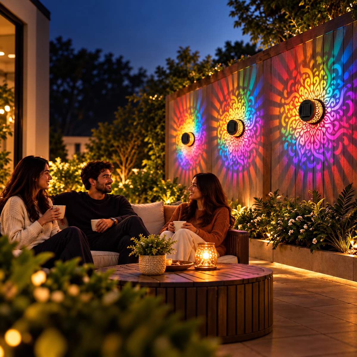 LED Mandala Ambient Solar Fence Light  (Pack of 4 )