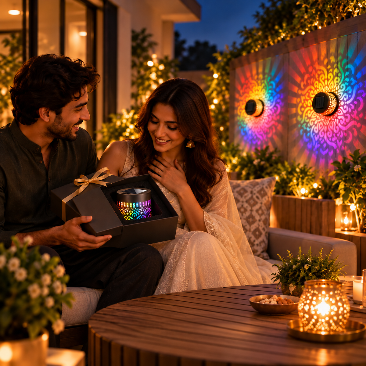 LED Mandala Ambient Solar Fence Light  (Pack of 4 )