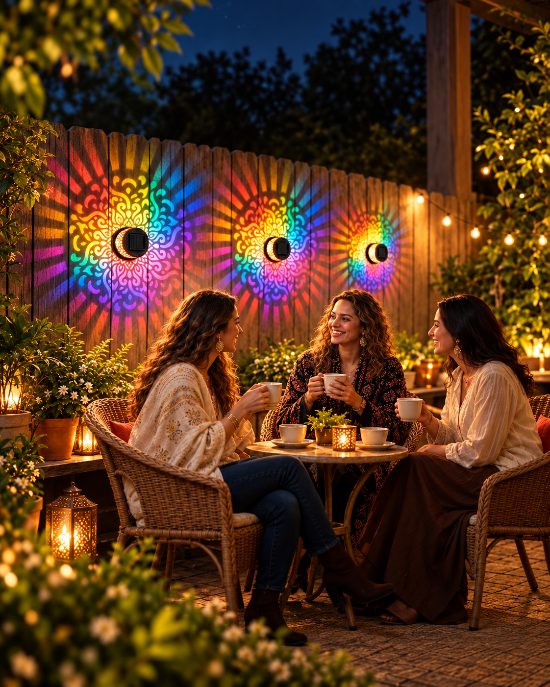 LED Mandala Ambient Solar Fence Light  (Pack of 4 )