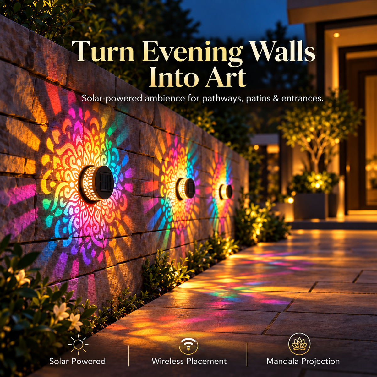 LED Mandala Ambient Solar Fence Light  (Pack of 4 )