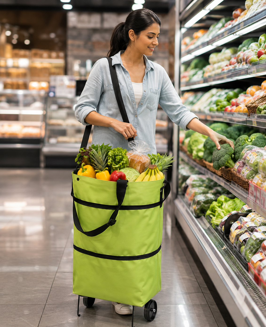 EcoFriendly Foldable Shopping Bag with Wheels