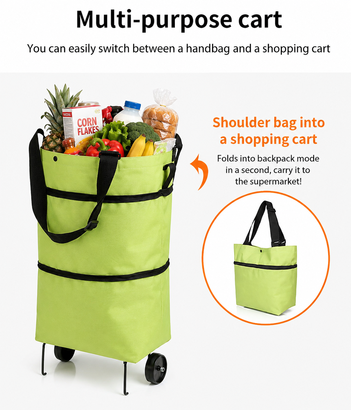 EcoFriendly Foldable Shopping Bag with Wheels